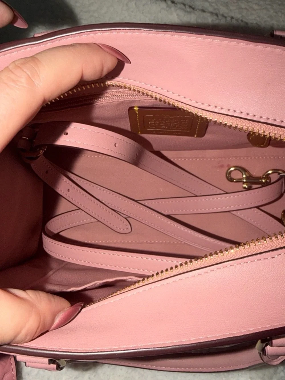 Coach Pink Embossed Leather Satchel with Matching Wallet